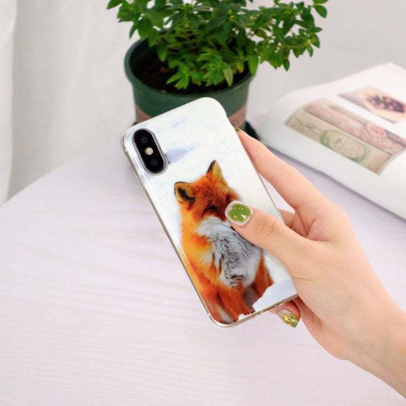 Hoesje voor iPhone X / XS Fluorescerende Rode Vos