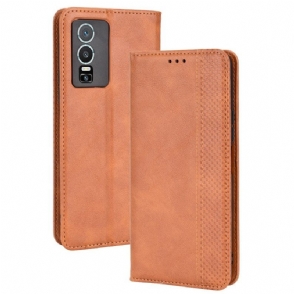 Bescherming Hoesje voor Vivo Y76 5G Folio-hoesje Gestileerde Lederen Stijl
