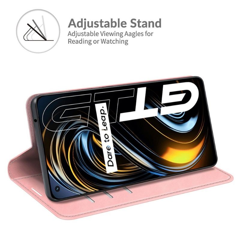 Cover voor Realme GT 5G Anti-fall Kunstleer Stand Functie