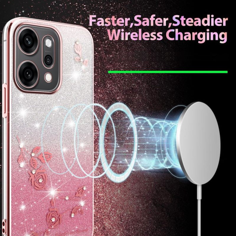 Case Hoesje Oppo Reno 14 Pro 5g Telefoonhoesje Bloemen En Strass-steentjes