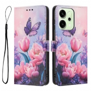 Flip Case Leren Oppo Reno 14 Pro 5g Bloemen