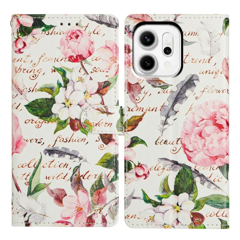 Flip Case Leren Oppo Reno 14 Pro 5g Bloemenpoëzie