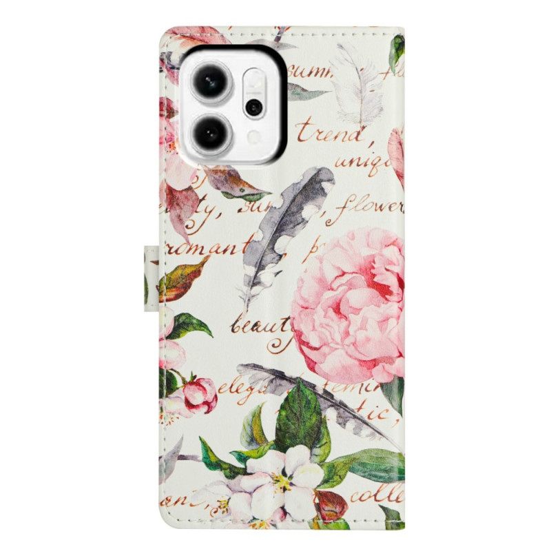 Flip Case Leren Oppo Reno 14 Pro 5g Bloemenpoëzie
