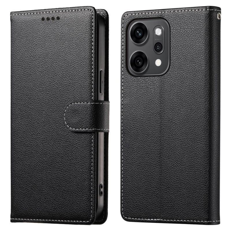 Flip Case Leren Oppo Reno 14 Pro 5g Effen Leer-effect