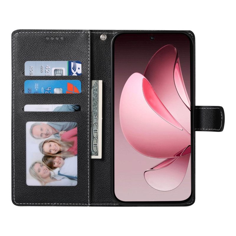 Flip Case Leren Oppo Reno 14 Pro 5g Effen Leer-effect