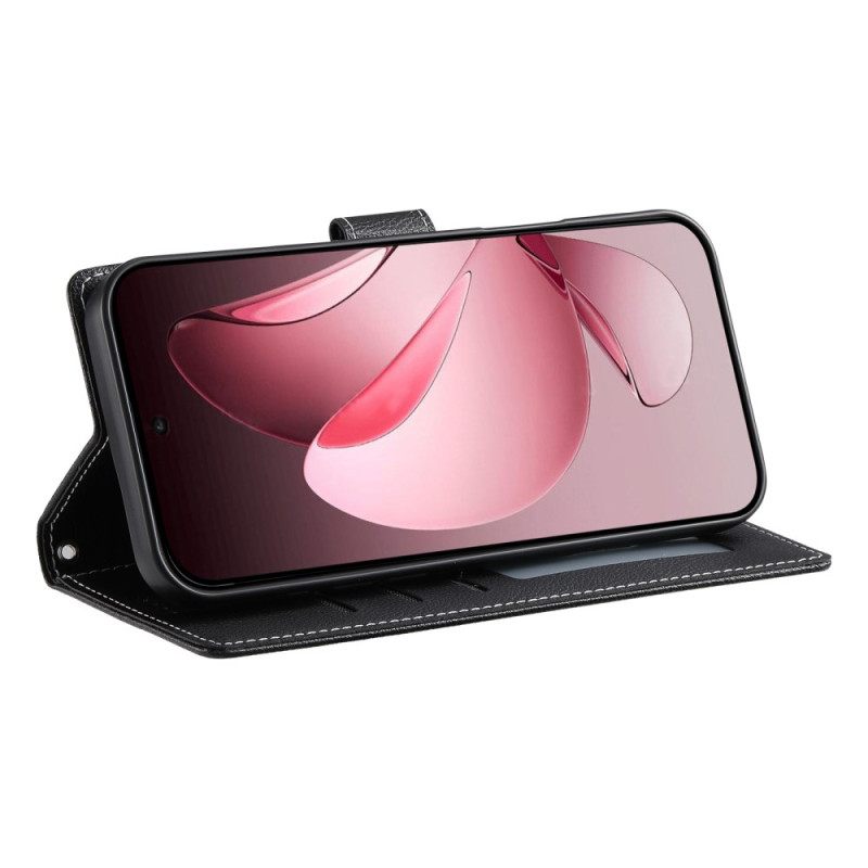 Flip Case Leren Oppo Reno 14 Pro 5g Effen Leer-effect