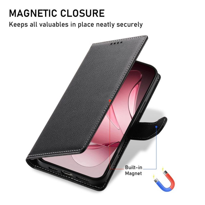 Flip Case Leren Oppo Reno 14 Pro 5g Effen Leer-effect