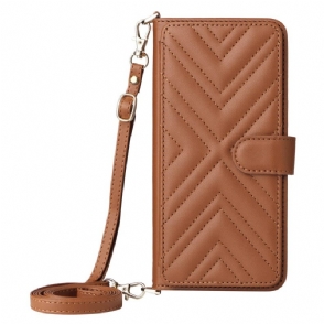 Flip Case Leren Oppo Reno 14 Pro 5g Gewatteerd Met Bandje En Polsbandje