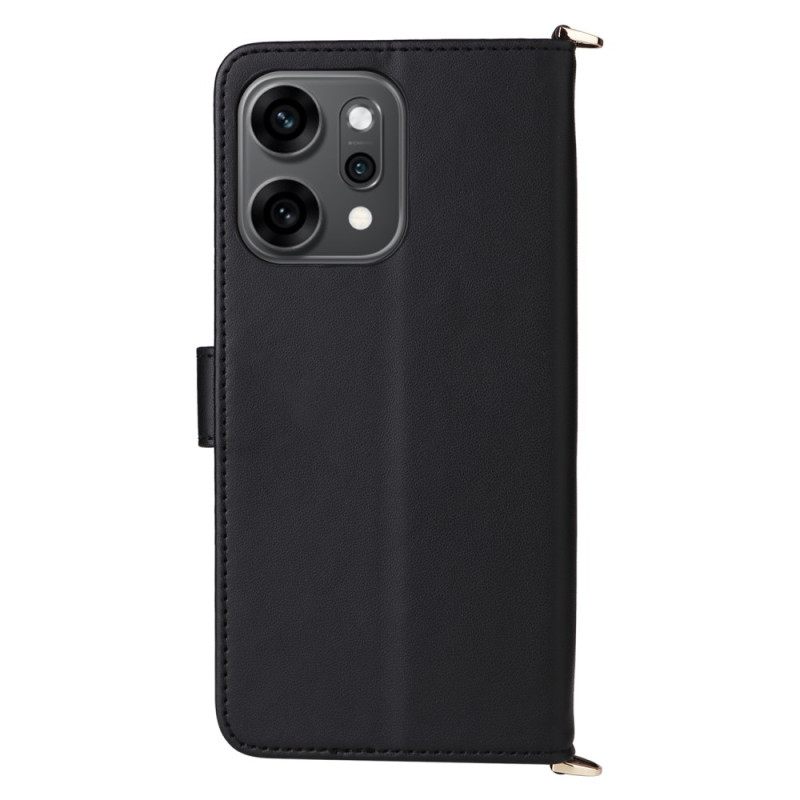 Flip Case Leren Oppo Reno 14 Pro 5g Gewatteerd Met Bandje En Polsbandje