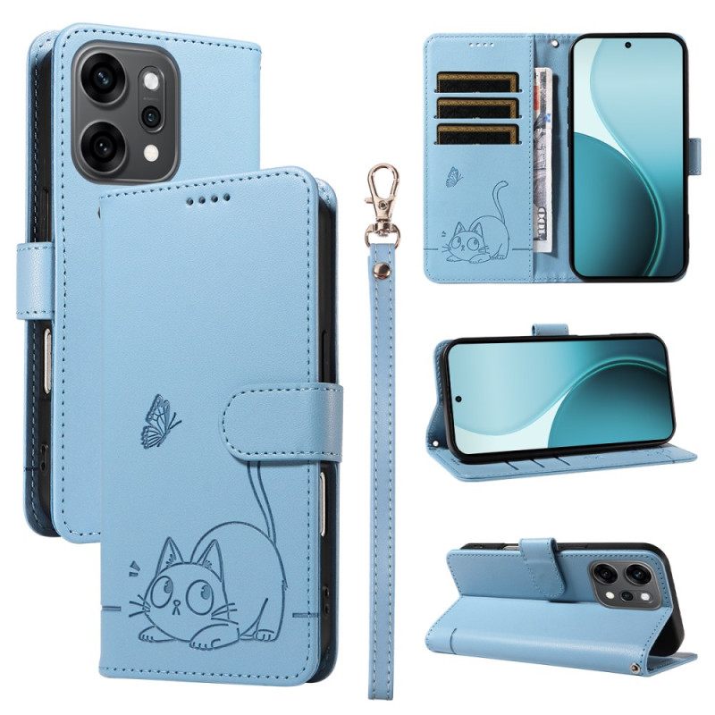 Flip Case Leren Oppo Reno 14 Pro 5g Grafisch Kattenbandje