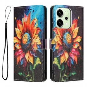 Flip Case Leren Oppo Reno 14 Pro 5g Zonnebloem