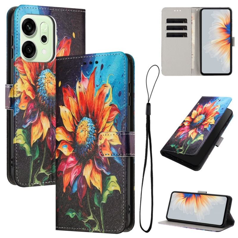 Flip Case Leren Oppo Reno 14 Pro 5g Zonnebloem
