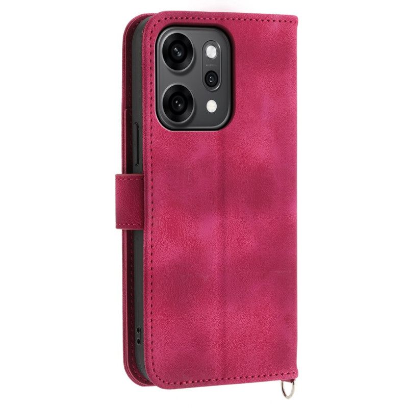 Folio-hoesje Oppo Reno 14 Pro 5g Telefoonhoesje Suède-effect Met Kant En Bandje En Schouderband