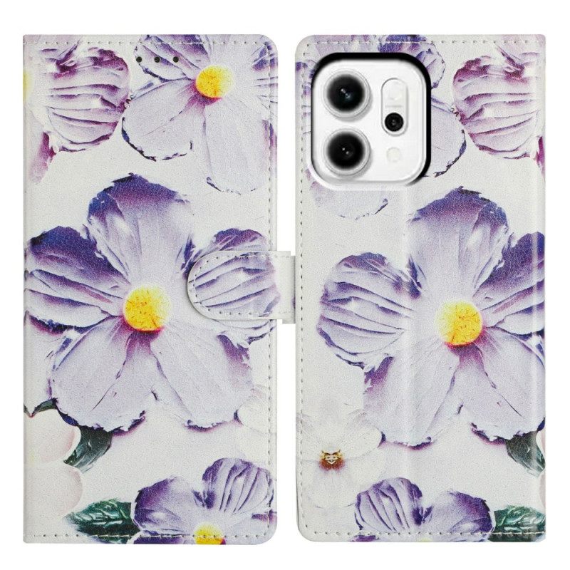 Folio-hoesje Oppo Reno 14 Pro 5g Telefoonhoesje Violet Bloemenpatroon