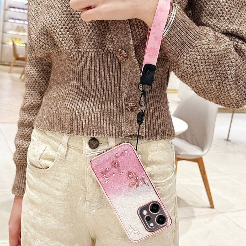 Hoesje Oppo Reno 14 Pro 5g Bloemen Met Strass-steentjes