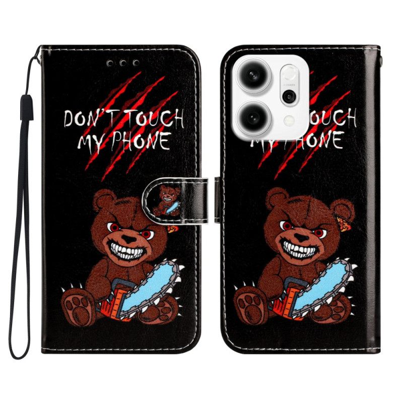 Leren Hoesje Oppo Reno 14 Pro 5g Raak Mijn Telefoon Niet Aan Beer