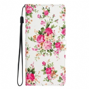 Leren Hoesje Oppo Reno 14 Pro 5g Rode Bloemen