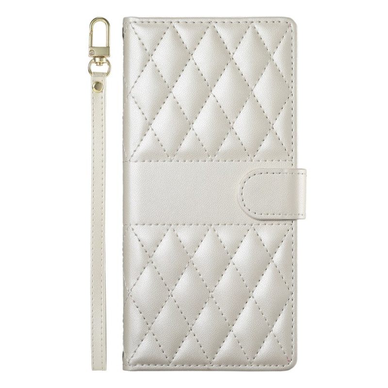 Leren Hoesje Voor Oppo Reno 14 Pro 5g Gewatteerd Met Bandje En Schouderband