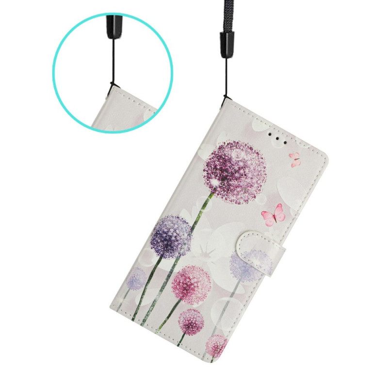 Leren Hoesje Voor Oppo Reno 14 Pro 5g Kleurrijke Paardenbloemen