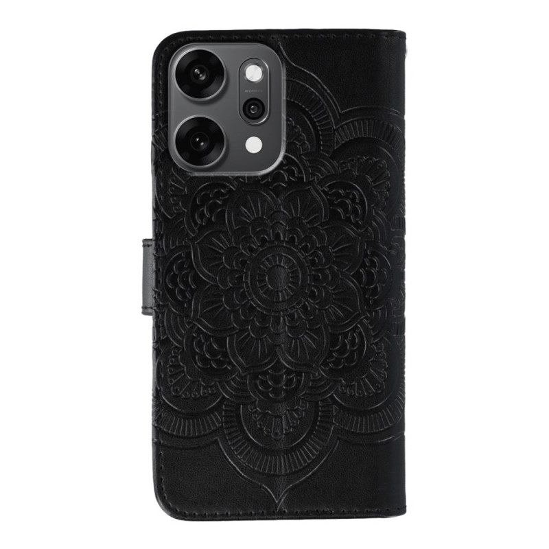 Leren Hoesje Voor Oppo Reno 14 Pro 5g Mandala En Strass-steentjes