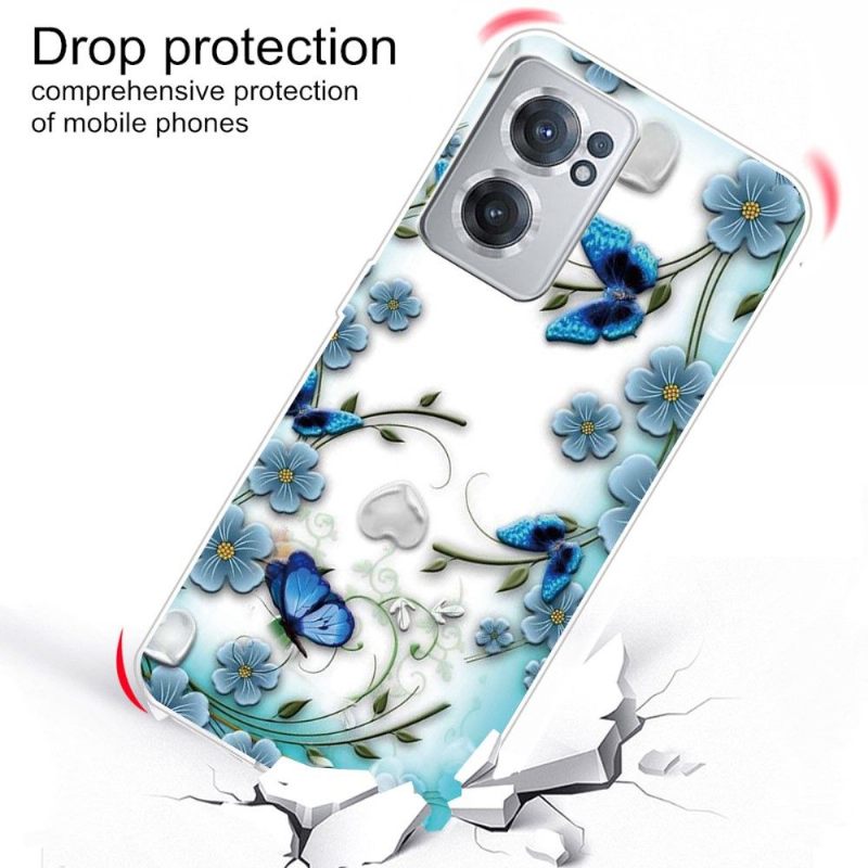 Hoesje voor OnePlus Nord CE 2 5G Blauwe Vlinders En Bloemen