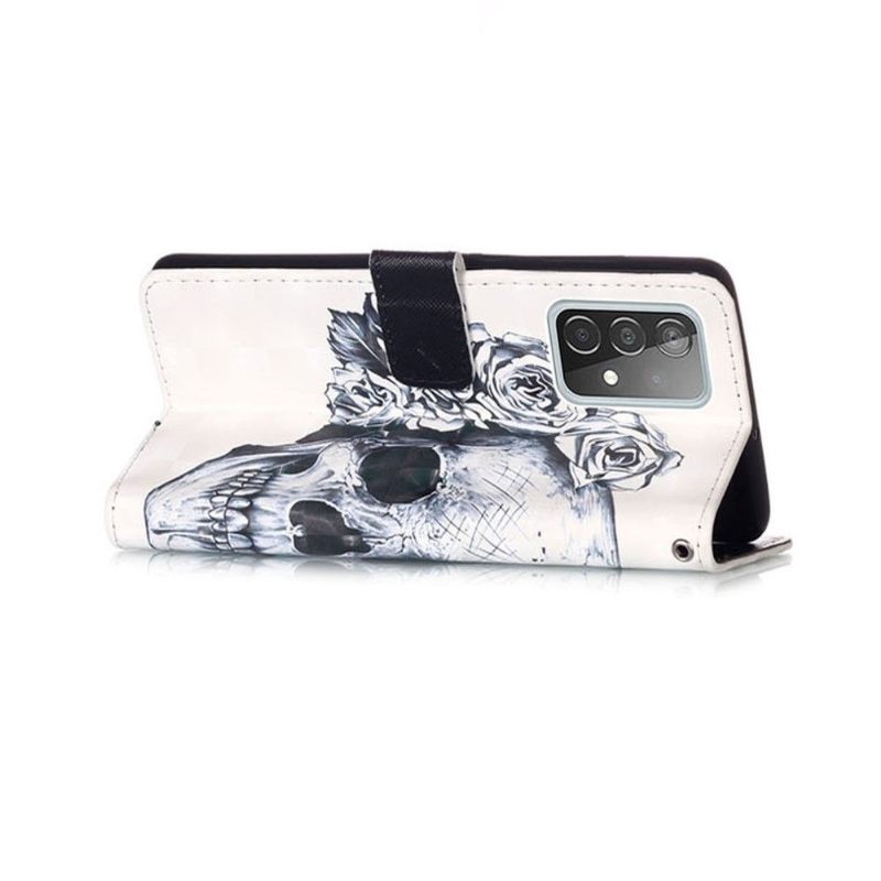 Folio-hoesje voor Samsung Galaxy A52 5G / A52 4G / A52s 5G Bloemenschedel