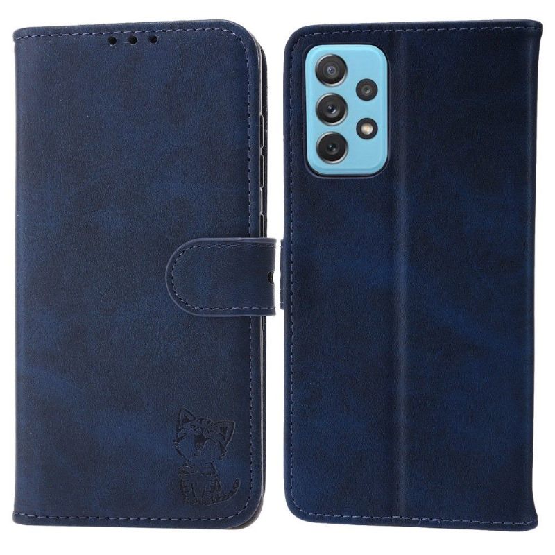 Folio-hoesje voor Samsung Galaxy A52 5G / A52 4G / A52s 5G Kitten Met Mat Leereffect