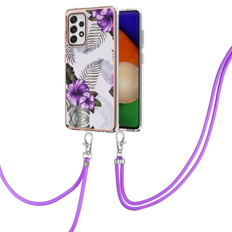 Hoesje voor Samsung Galaxy A52 5G / A52 4G / A52s 5G Met Koord Exotische Bloemen