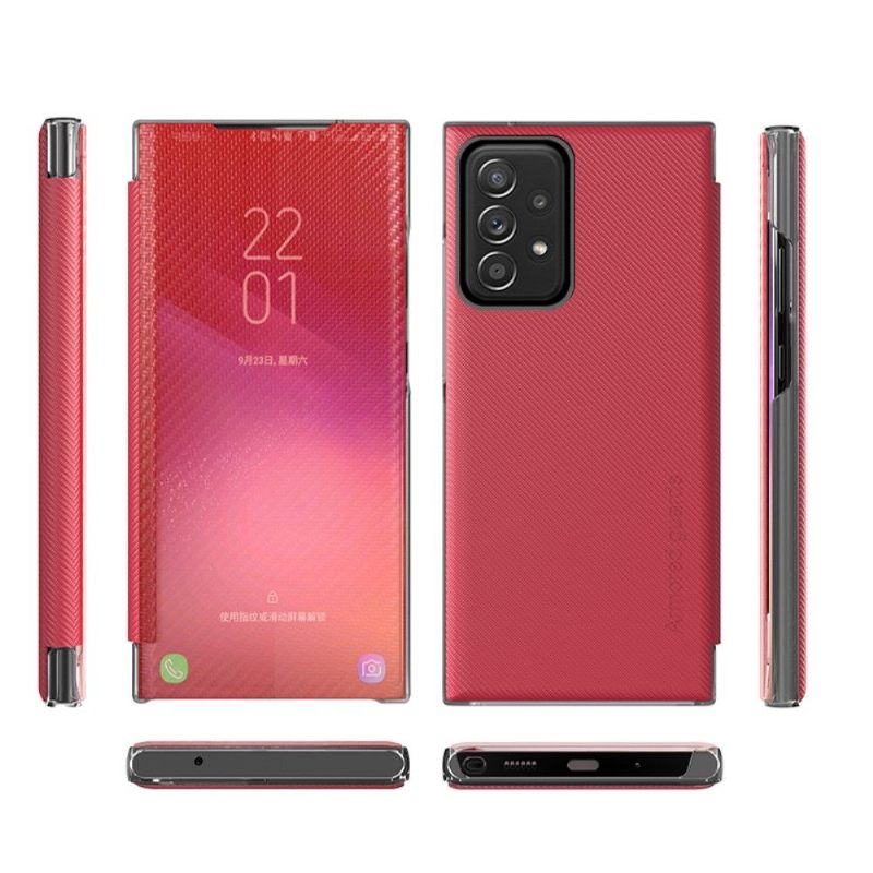 Telefoonhoesje voor Samsung Galaxy A52 5G / A52 4G / A52s 5G Anti-fall Folio-hoesje Koolstofvezel
