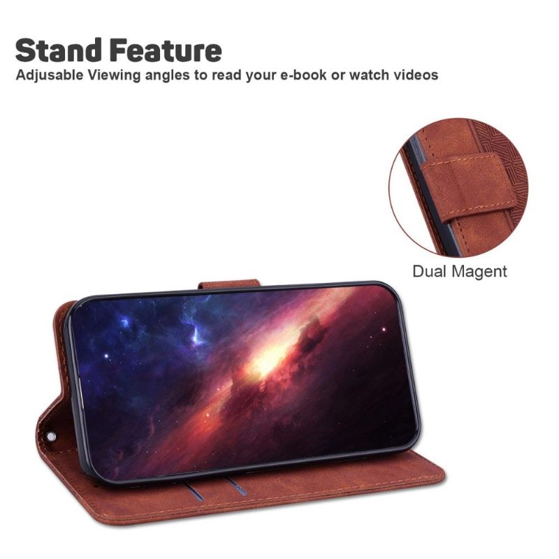 Cover voor Poco M3 Pro 5G Folio-hoesje Imitatieleren Strepen