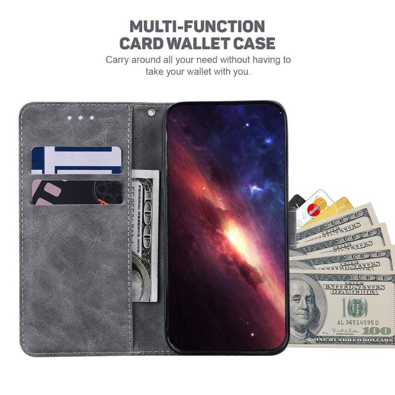 Cover voor Poco M3 Pro 5G Folio-hoesje Imitatieleren Strepen
