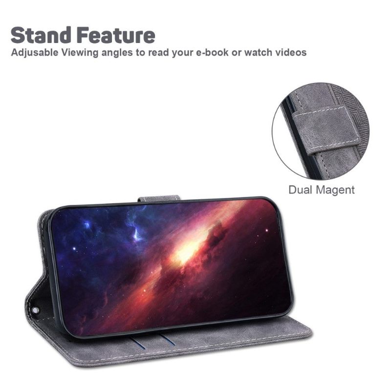 Cover voor Poco M3 Pro 5G Folio-hoesje Imitatieleren Strepen