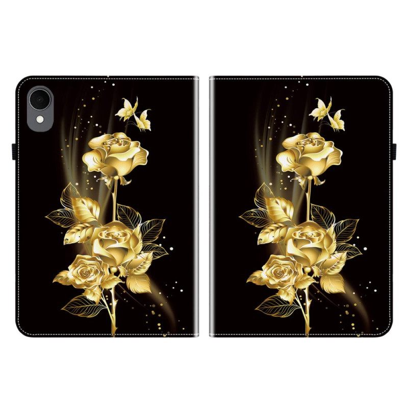 Cover Samsung Galaxy Tab S11 Vlinders En Gouden Rozen