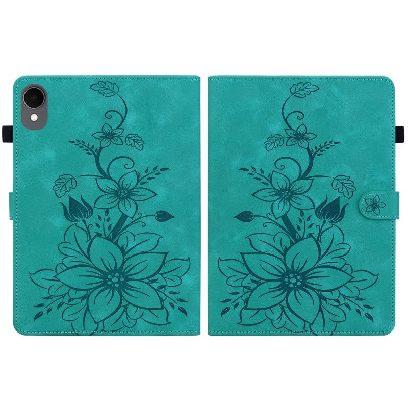 Folio-hoesje Samsung Galaxy Tab S11 Bloemen Met Suède-effect