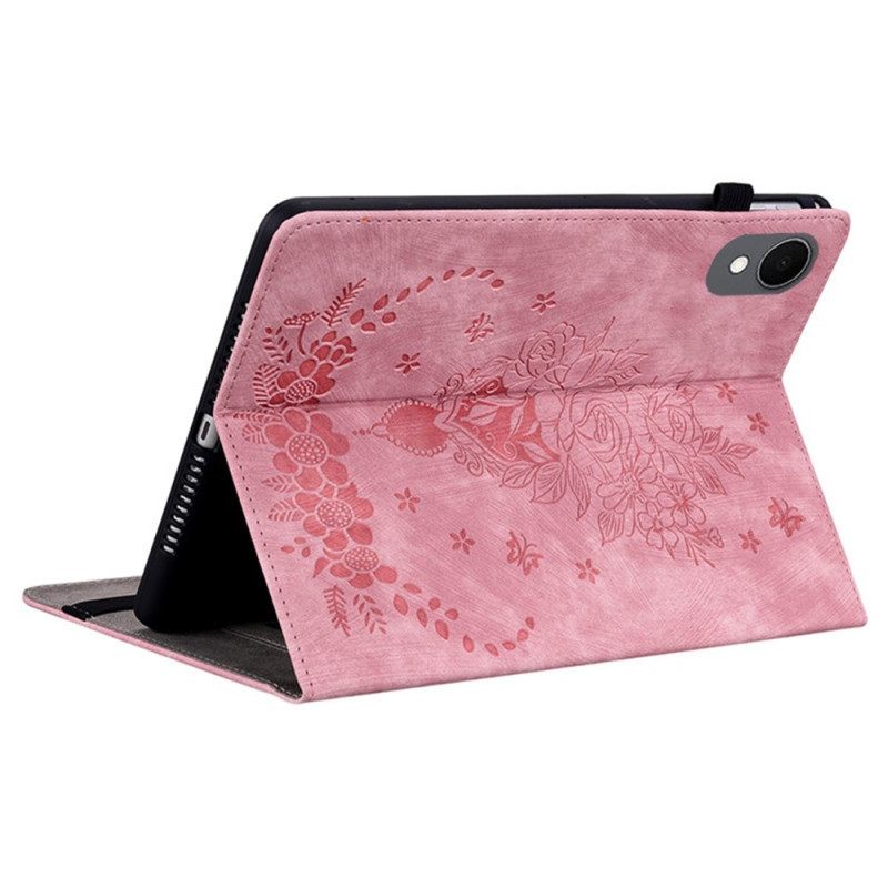 Hoesje Case Samsung Galaxy Tab S11 Telefoonhoesje Bloemen Met Suède-effect