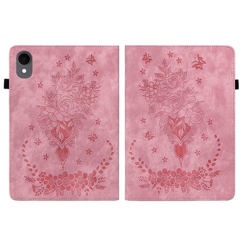 Hoesje Case Samsung Galaxy Tab S11 Telefoonhoesje Bloemen Met Suède-effect