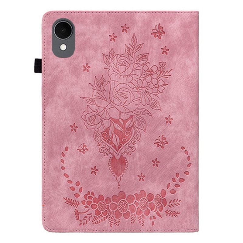 Hoesje Case Samsung Galaxy Tab S11 Telefoonhoesje Bloemen Met Suède-effect