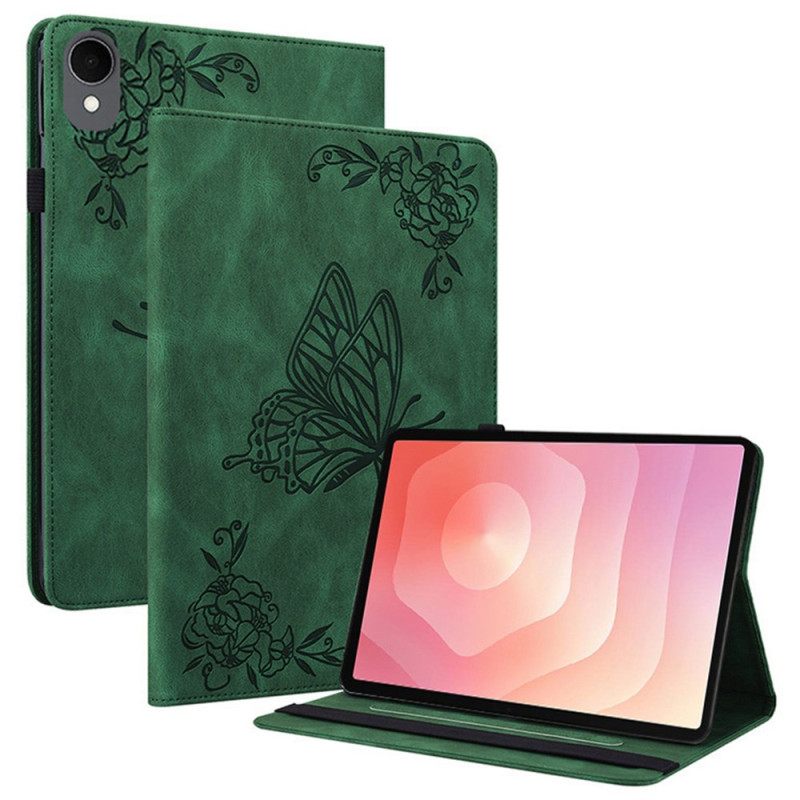 Hoesje Case Samsung Galaxy Tab S11 Vlinder Met Suède-effect