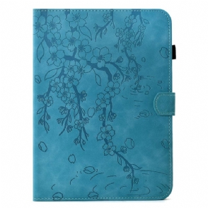 Leren Hoesje Samsung Galaxy Tab S11 Bloemenpatroon Van Suède Bescherming Hoesje