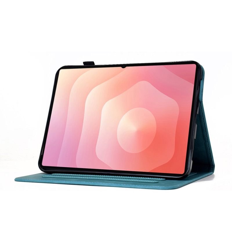 Leren Hoesje Samsung Galaxy Tab S11 Bloemenpatroon Van Suède Bescherming Hoesje