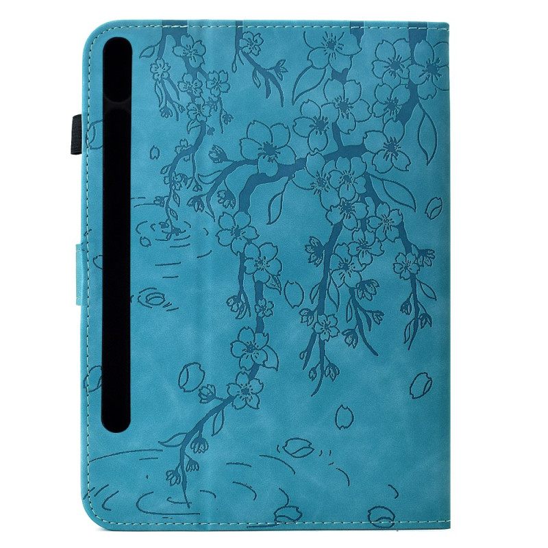 Leren Hoesje Samsung Galaxy Tab S11 Bloemenpatroon Van Suède Bescherming Hoesje