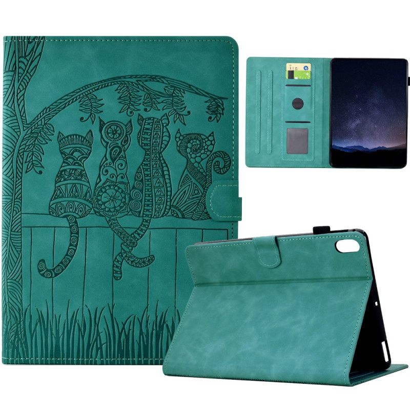 Leren Hoesje Samsung Galaxy Tab S11 Kattenscène Met Suède-effect Bescherming Hoesje