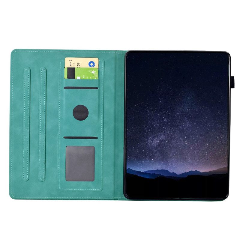 Leren Hoesje Samsung Galaxy Tab S11 Kattenscène Met Suède-effect Bescherming Hoesje