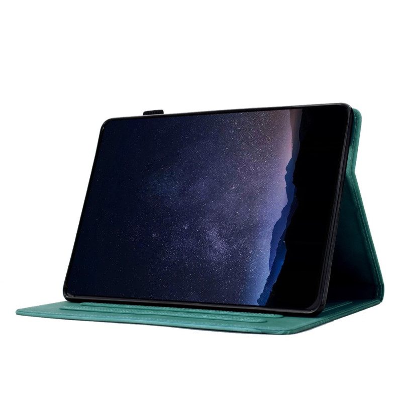 Leren Hoesje Samsung Galaxy Tab S11 Kattenscène Met Suède-effect Bescherming Hoesje