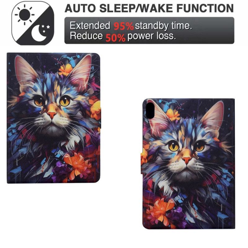 Leren Hoesje Voor Samsung Galaxy Tab S11 Artistieke Kat