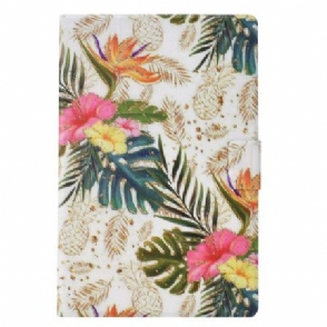 Leren Hoesje Voor Samsung Galaxy Tab S11 Gouden Ananas