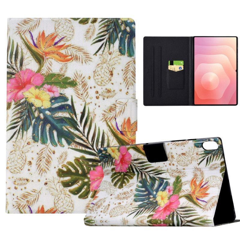 Leren Hoesje Voor Samsung Galaxy Tab S11 Gouden Ananas