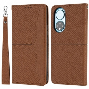 Folio-hoesje voor Honor 50 SE Met Ketting Geweven Stijl Met Bandjes