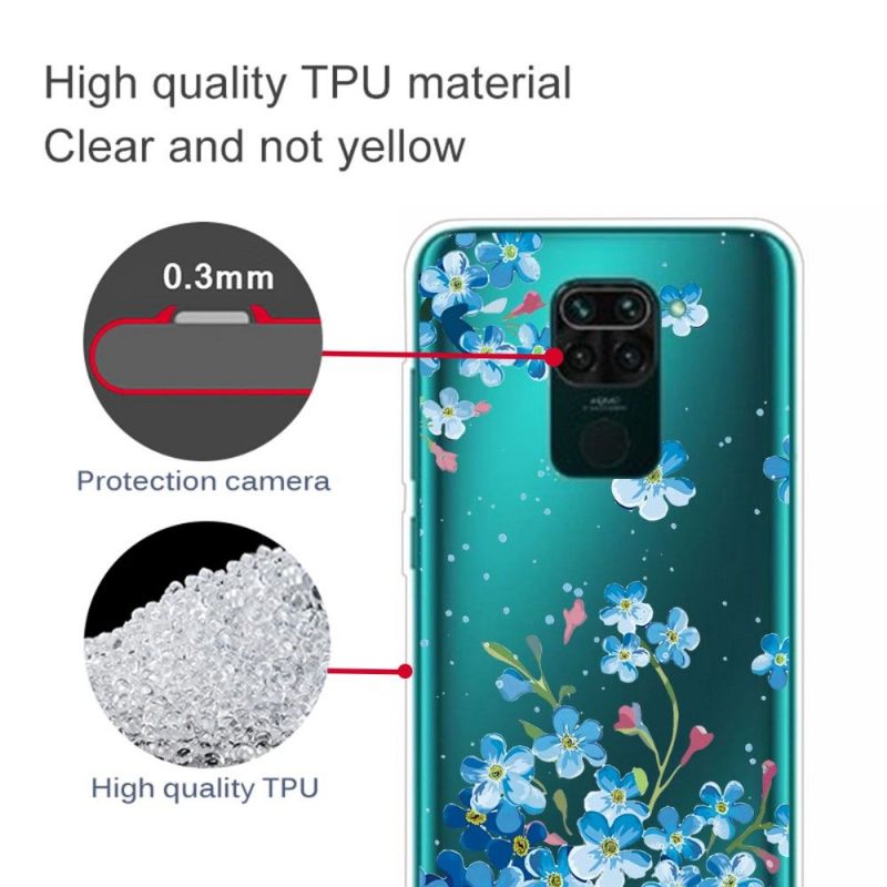 Hoesje voor Xiaomi Redmi Note 9 Anti-fall Blauwe Bloemen