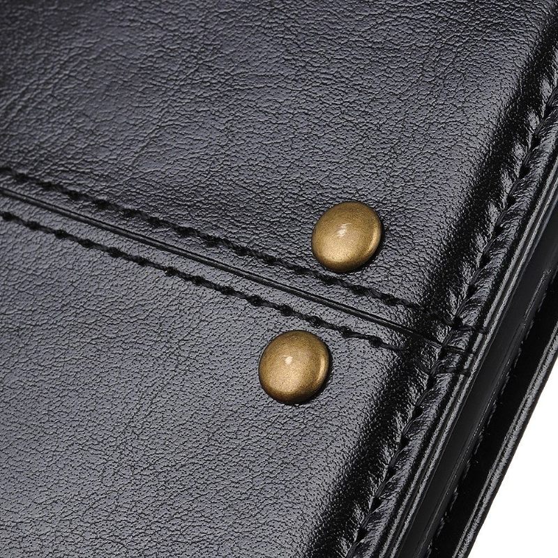 Leren Hoesje voor Xiaomi Redmi Note 9 Bescherming Premium Kunstleer Met Klinknagels